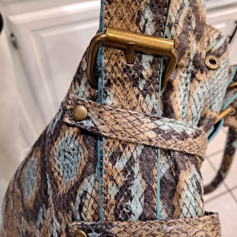 Ebisu Elegant Python Teal Brown Print Shoulder Ba… - image 8